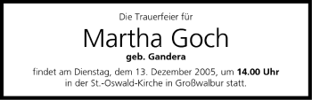 Anzeige von Martha Goch von MGO
