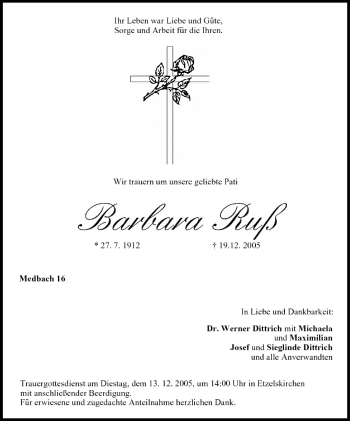 Anzeige von Barbara Ruß von MGO