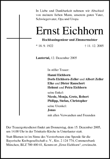 Anzeige von Ernst Eichhorn von MGO
