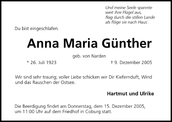 Anzeige von Anna Maria Günther von MGO