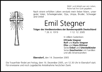 Anzeige von Emil Stegner von MGO