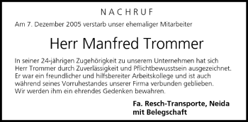 Anzeige von Manfred Trommer von MGO