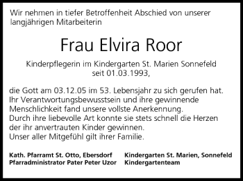 Anzeige von Elvira Roor von MGO
