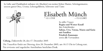 Anzeige von Elisabeth Münch von MGO