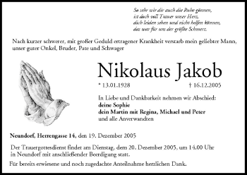 Anzeige von Nikolaus Jakob von MGO