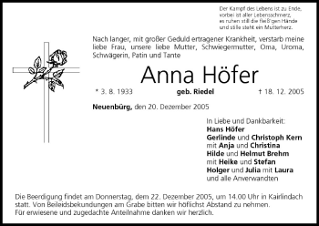 Anzeige von Anna Höfer von MGO