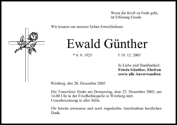 Anzeige von Ewald Günther von MGO