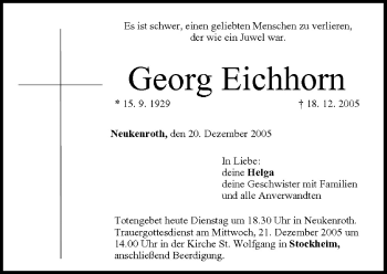 Anzeige von Georg Eichhorn von MGO