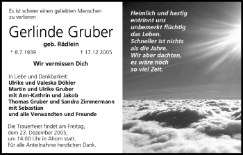 Anzeige von Gerlinde Gruber von MGO