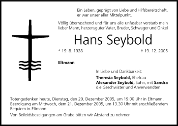 Anzeige von Hans Seybold von MGO