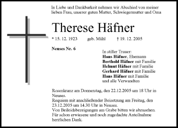 Anzeige von Therese Häfner von MGO