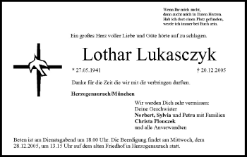 Anzeige von Lothar Lukasczyk von MGO