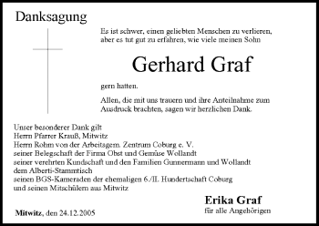 Anzeige von Gerhard Graf von MGO