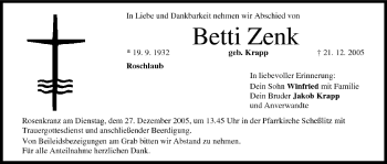 Anzeige von Betti Zenk von MGO