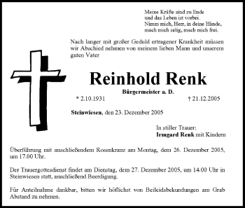 Anzeige von Reinhold Renk von MGO