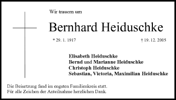 Anzeige von Bernhard Heiduschke von MGO