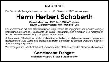 Anzeige von Herbert Schoberth von MGO