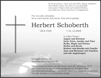 Anzeige von Herbert Schoberth von MGO