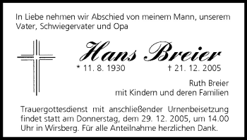 Anzeige von Hans Breier von MGO