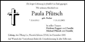 Anzeige von Paula Pfütsch von MGO