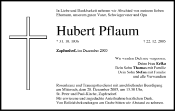Anzeige von Hubert Pflaum von MGO