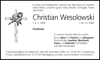 Anzeige von Christian Wesolowski von MGO