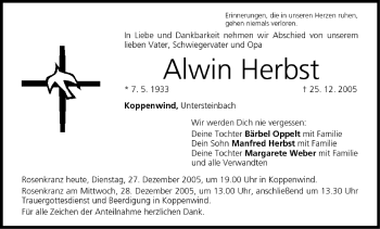 Anzeige von Alwin Herbst von MGO