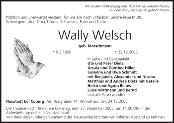 Anzeige von Wally Welsch von MGO
