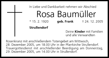 Anzeige von Rosa Baumüller von MGO