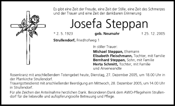 Anzeige von Josefa Steppan von MGO