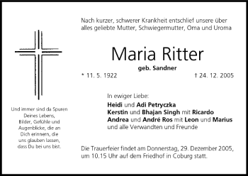 Anzeige von Maria Ritter von MGO