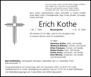Anzeige von Erich Kothe von MGO