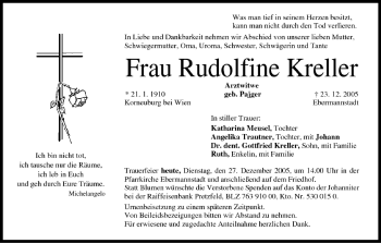 Anzeige von Rudolfine Kreller von MGO