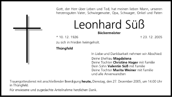 Anzeige von Leonhard Süß von MGO