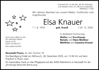 Anzeige von Elsa Knauer von MGO