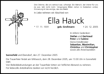 Anzeige von Ella Hauck von MGO