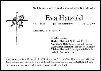 Anzeige von Eva Hatzold von MGO
