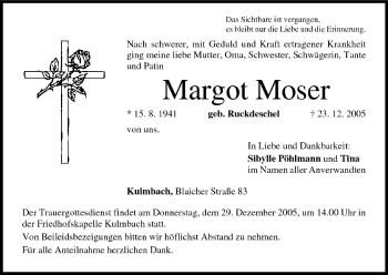 Anzeige von Margot Moser von MGO