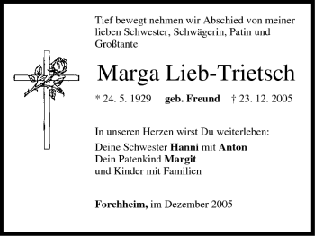 Anzeige von Marga Lieb-Trietsch von MGO