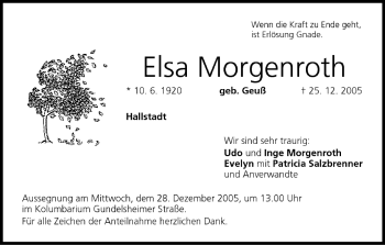 Anzeige von Elsa Morgenroth von MGO