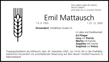 Anzeige von Emil Mattausch von MGO