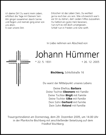 Anzeige von Johann Hümmer von MGO