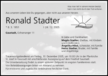 Anzeige von Ronald Stadter von MGO