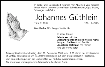 Anzeige von Johannes Güthlein von MGO