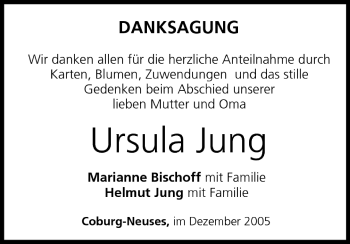 Anzeige von Ursula Jung von MGO