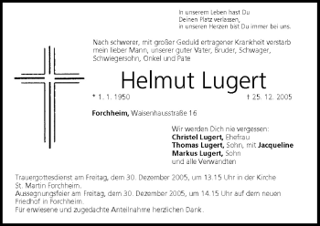 Anzeige von Helmut Lugert von MGO