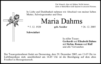 Anzeige von Maria Dahms von MGO