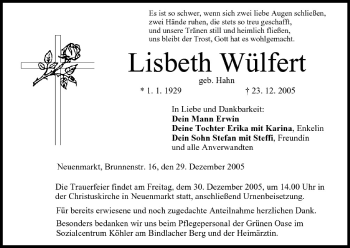 Anzeige von Lisbeth Wülfert von MGO