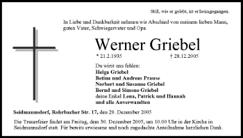Anzeige von Werner Griebel von MGO