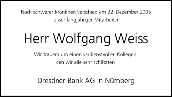 Anzeige von Wolfgang Weiss von MGO